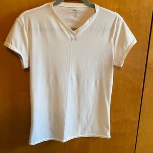 Under armor brand white V-neck athletic T-shirt
